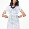 Women The Beach Company Beachwear | Chevron Lace Beach Tunic White