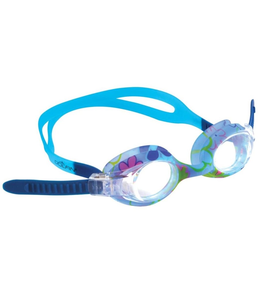 Kids Dolfin Swimming Goggles | Flipper Flowers Youth Goggles Blueberry