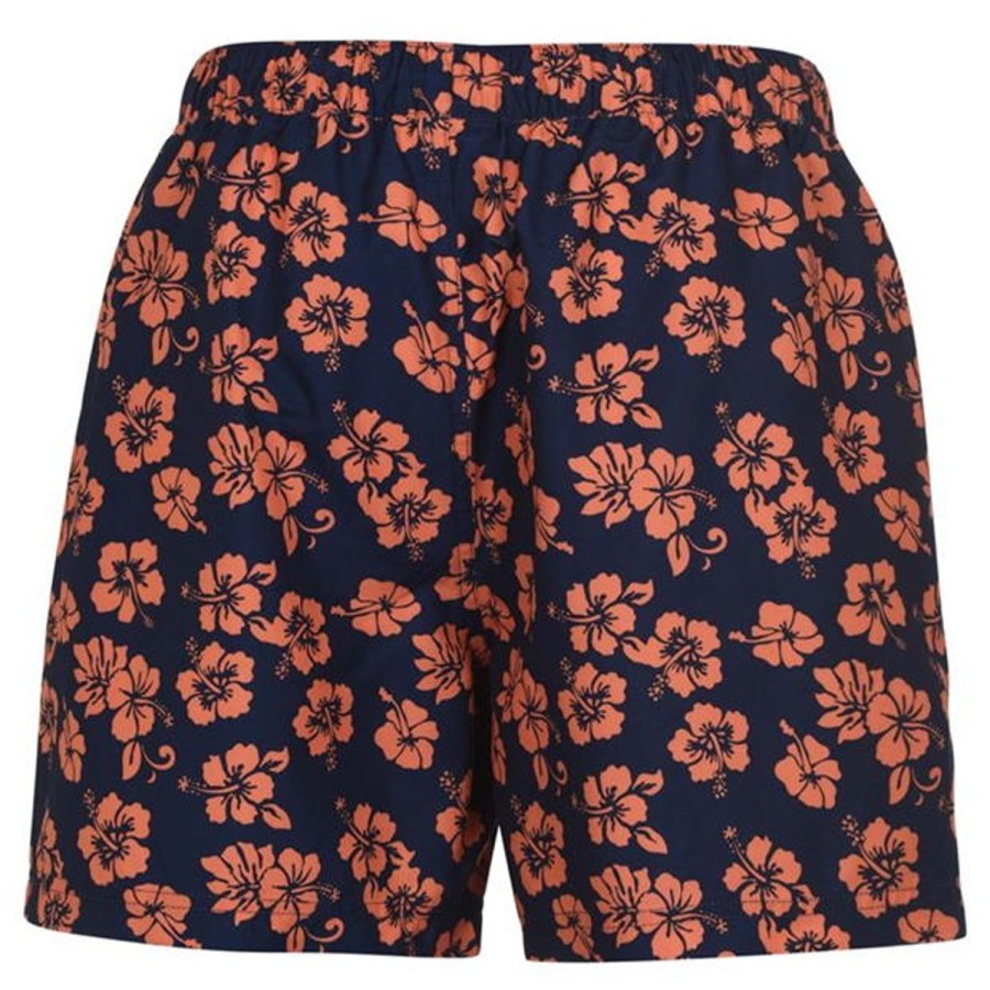 Men HOT TUNA Swimwear And Board Shorts | Hibiscus Print Board Shorts Navy/Orange