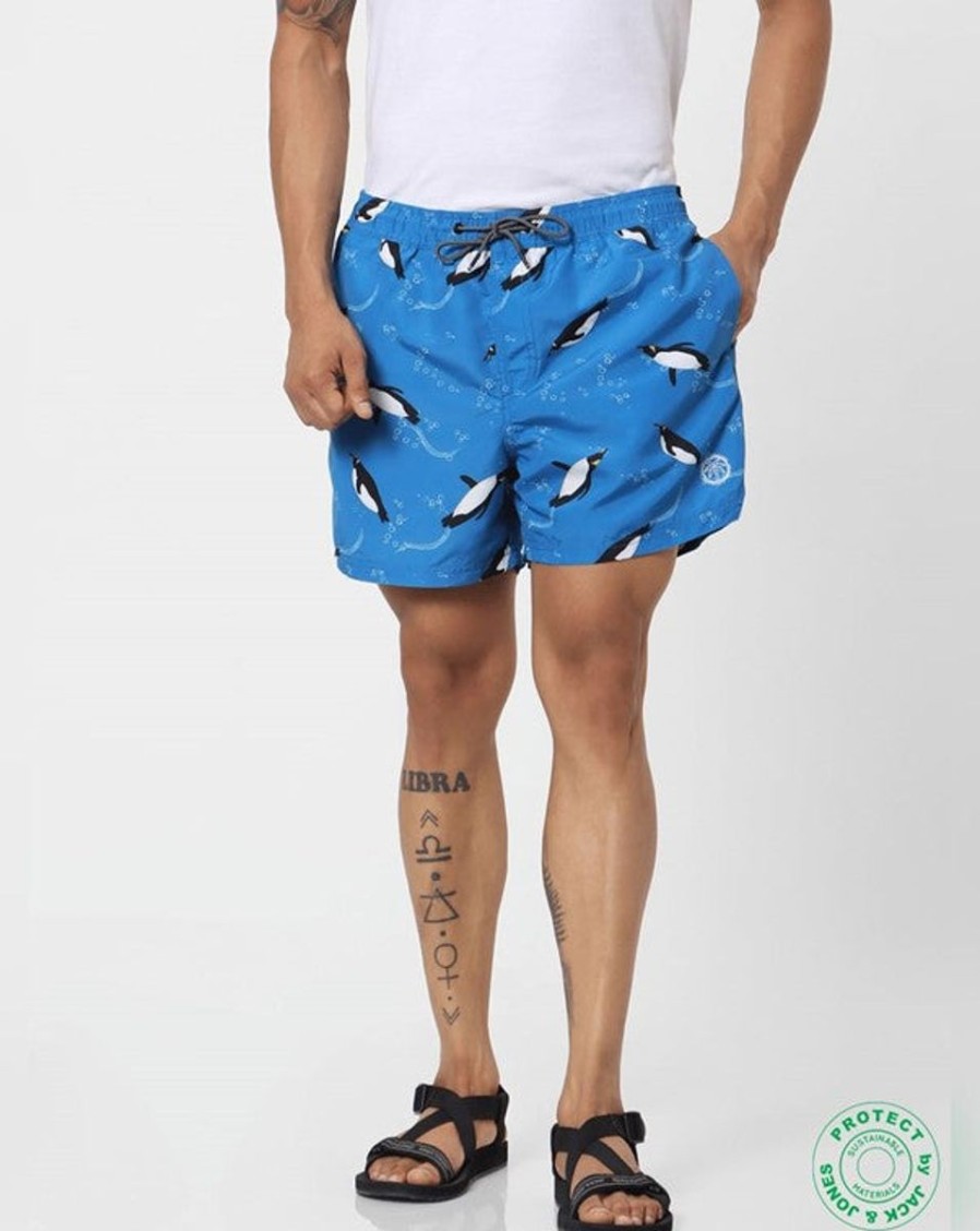 Men JACK & JONES Swimwear And Board Shorts | Mid-Rise Swim Shorts Penguin