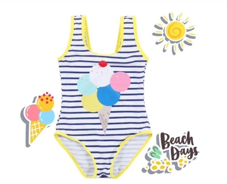 Kids The Beach Company Swimsuits For Girls | Ice Cream Print Swimsuit Stripe