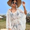 Women The Beach Company Beachwear | Embroidered Crochet Mesh Cover Up White