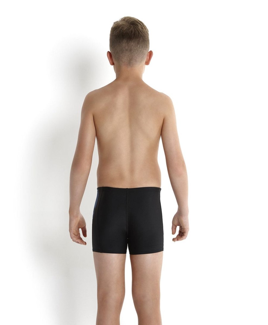 Kids Speedo Swimsuits For Boys | Speedo Sports Logo Panel Aquashort Black/Powder Blue