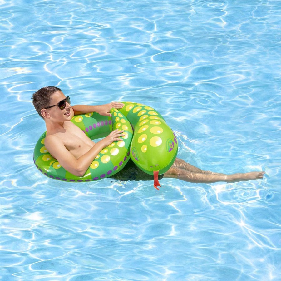 Kids Poolmaster Pool Floats & Games | 35" Snake Split Ring Tube Green