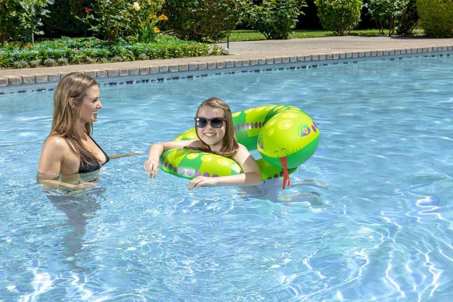 Kids Poolmaster Pool Floats & Games | 35" Snake Split Ring Tube Green