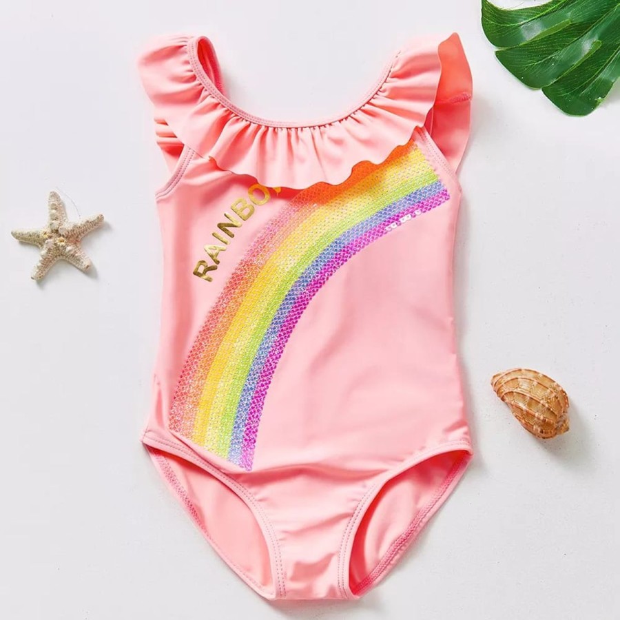 Kids The Beach Company Swimsuits For Girls | Shooting Rainbow Sequin Swimsuit