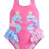 Kids The Beach Company Swimsuits For Girls | Sea Horse Print Ruffle Swimsuit Rose Pink