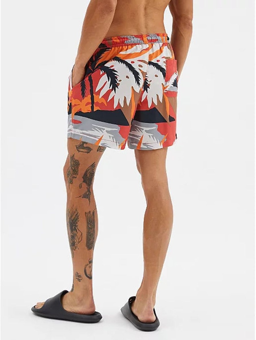 Men George Swimwear And Board Shorts | Palm Tree Swim Shorts Red