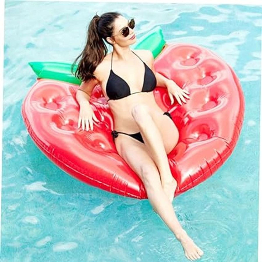 Pool Fun ClubSwim | Strawberry Inflatable Pool Float Lounger 64" Multi