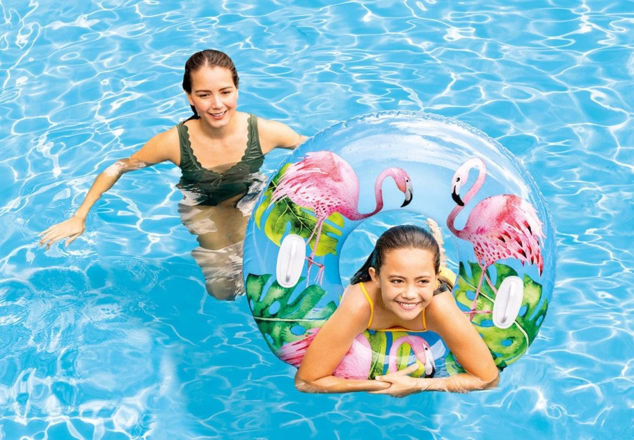 Kids The Beach Company Pool Floats & Games | Lush Tropical Inflatable Pool Tube 38" Flamingo Print