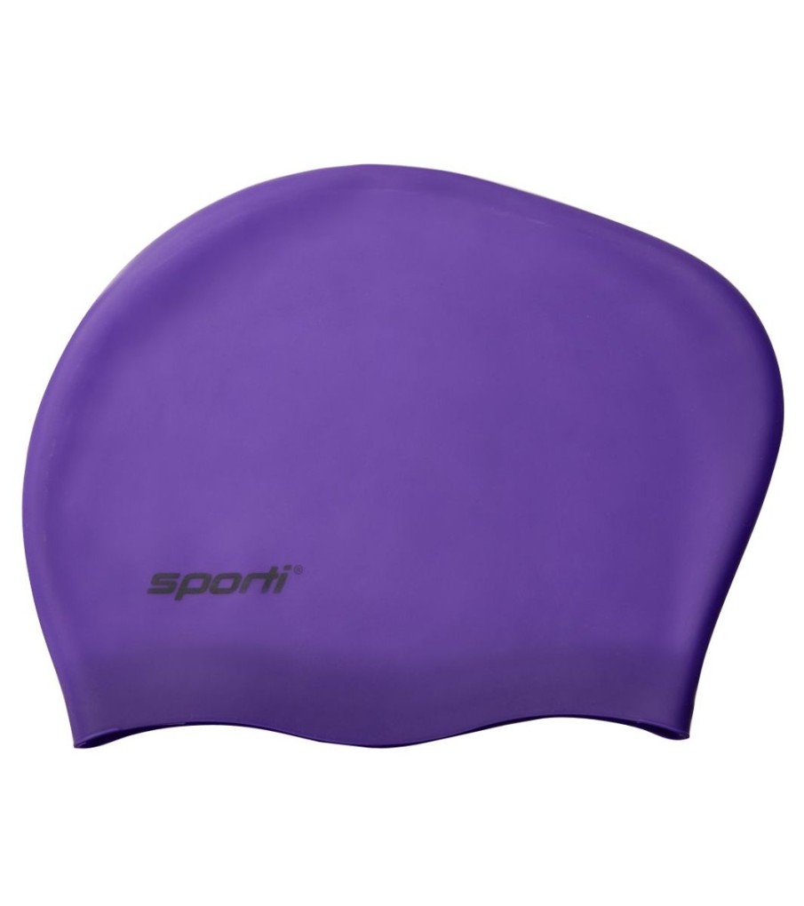 Swim Equipment Sporti | Solid Long Hair Bun Silicone Swim Cap Purple