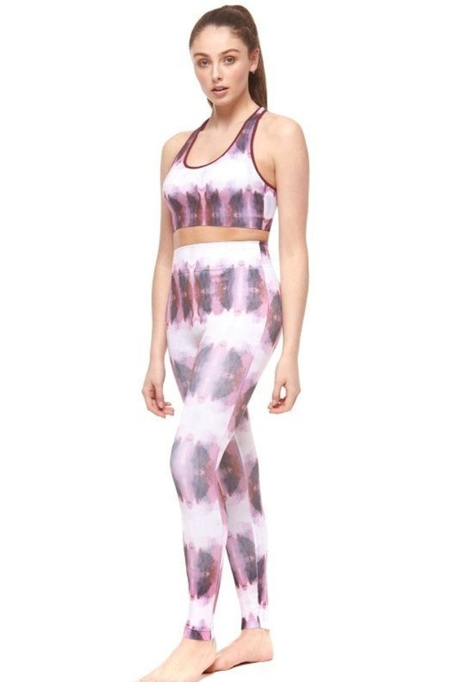 Women South Beach Activewear | Water Color Tie Die Bralette & Legging Set