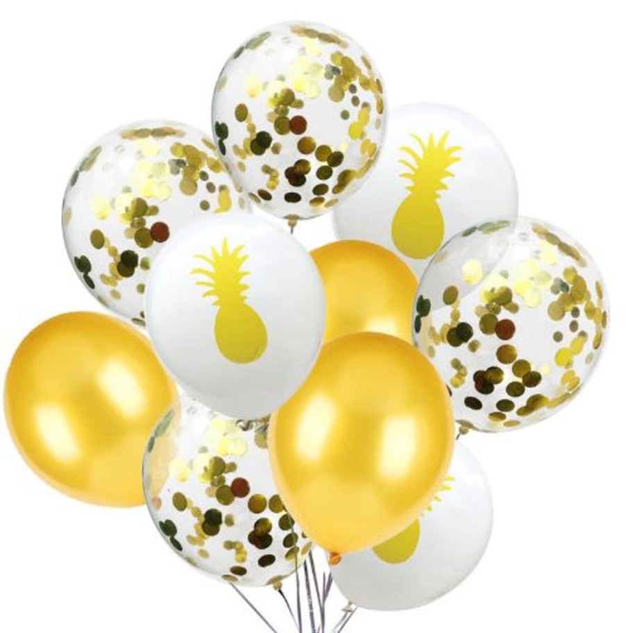 Pool Fun The Beach Company | Pineapple Confetti Latex Balloons (Pack Of 10)