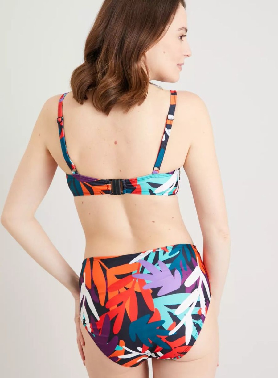 Women Tu Bikini Sets | Tropical Leaf Bandeau Bikini Set