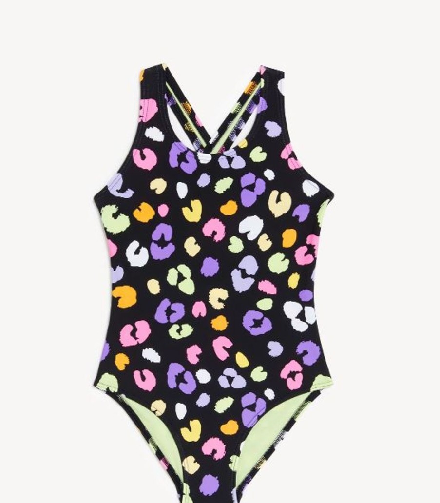 Kids Marks & Spencer Swimsuits For Girls | Leopard Print Swimsuit Black Mix