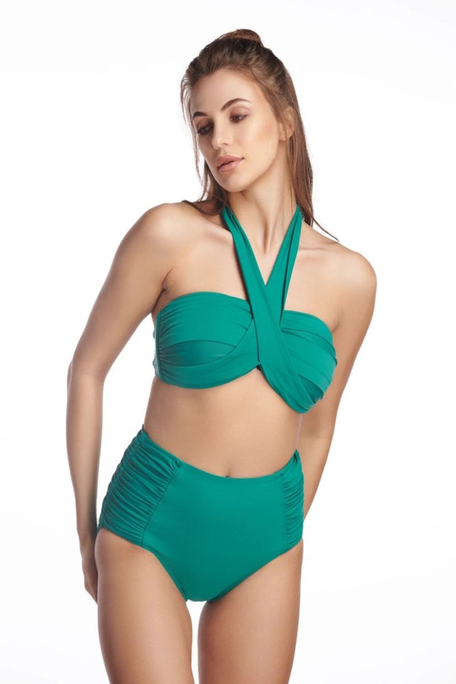 Women Kai Resortwear Bikini Sets | Mint Bandeau Bikini Set Emerald Green