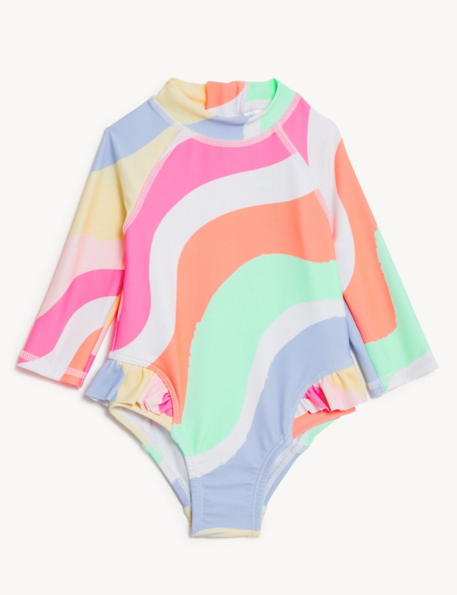 Kids Marks & Spencer Swimsuits For Toddlers | Rainbow Long Sleeve Swimsuit Pink Mix