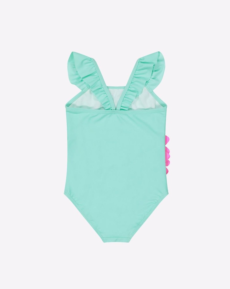 Kids Mothercare Swimsuits For Girls | Mock-Sequin Flamingo Swimsuit Green