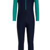 Kids Speedo Swimsuits For Toddlers | Speedo Color Block Ls All-In-1 Suit Navy/ Jade