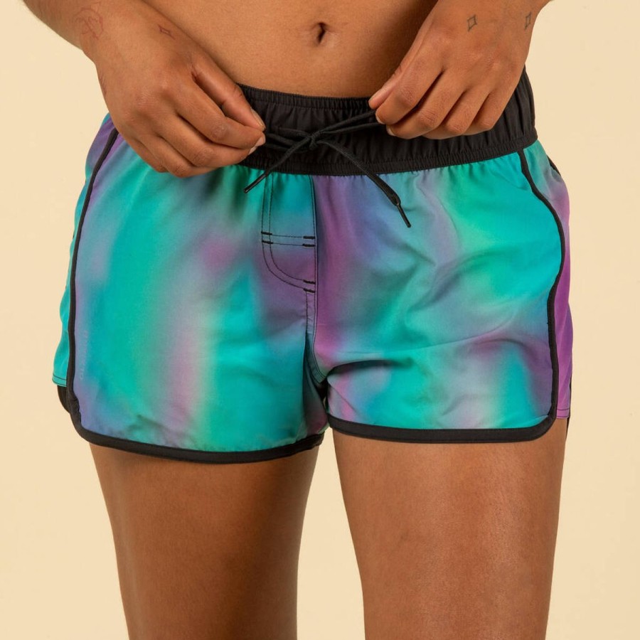 Women Decathlon Beachwear | Tini Blur Board Shorts Blue/ Multi