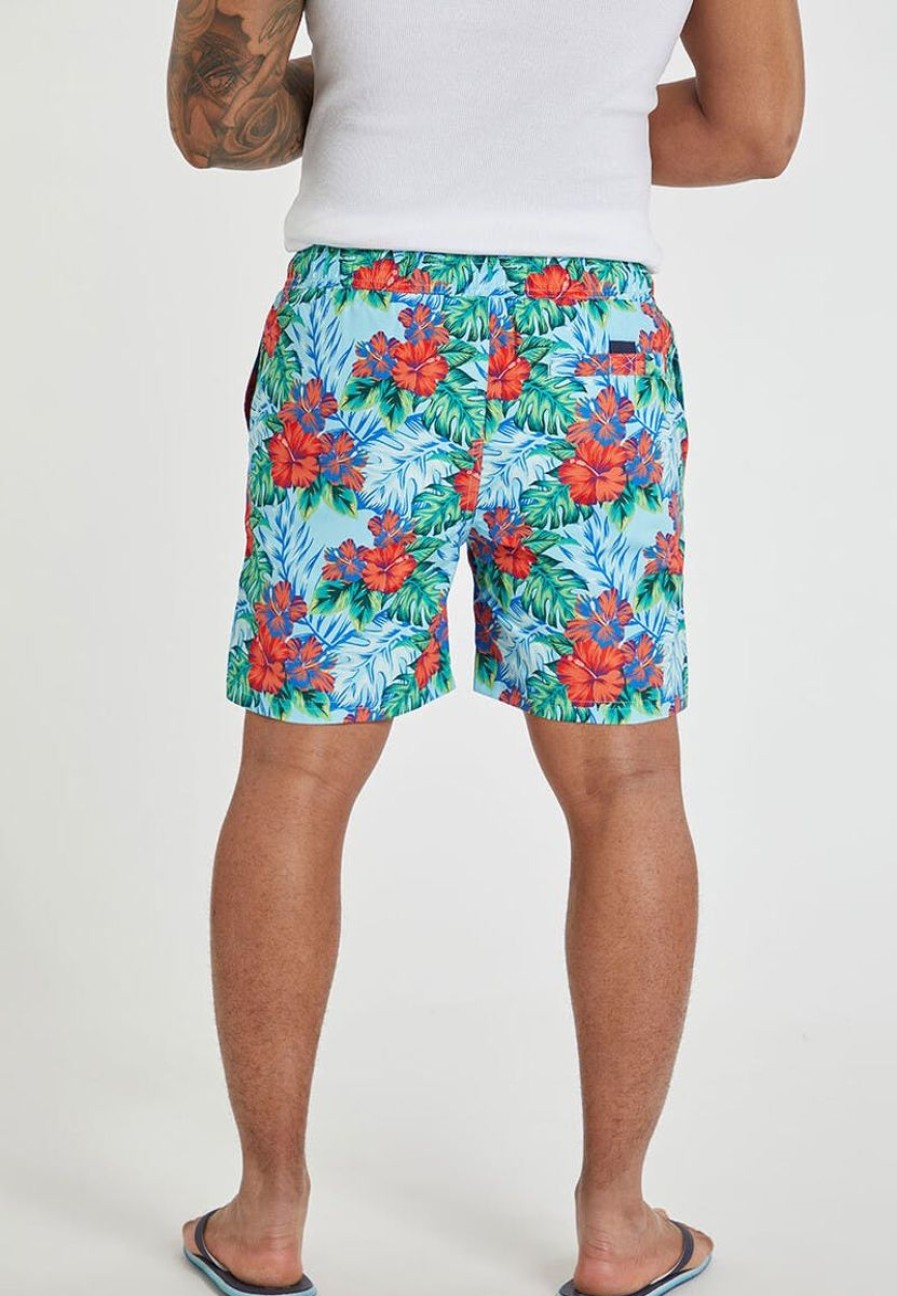 Men The Beach Company Swimwear And Board Shorts | Hibiscus Floral Print Swim Shorts