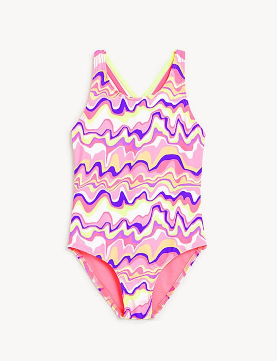 Kids Marks & Spencer Swimsuits For Girls | Marble Print Swimsuit Multi