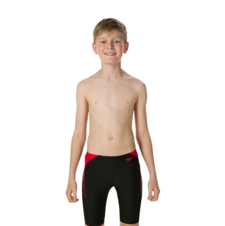 Kids Speedo Swimsuits For Boys | Speedo Boom Splice Jammer Black/Fed Red