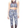 Women South Beach Activewear | Navy Marble Print Bralette & Legging Set