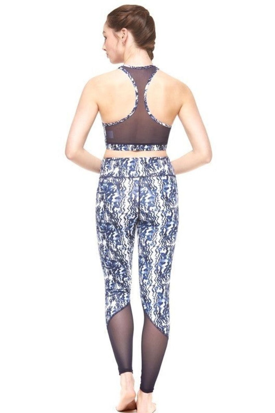 Women South Beach Activewear | Navy Marble Print Bralette & Legging Set