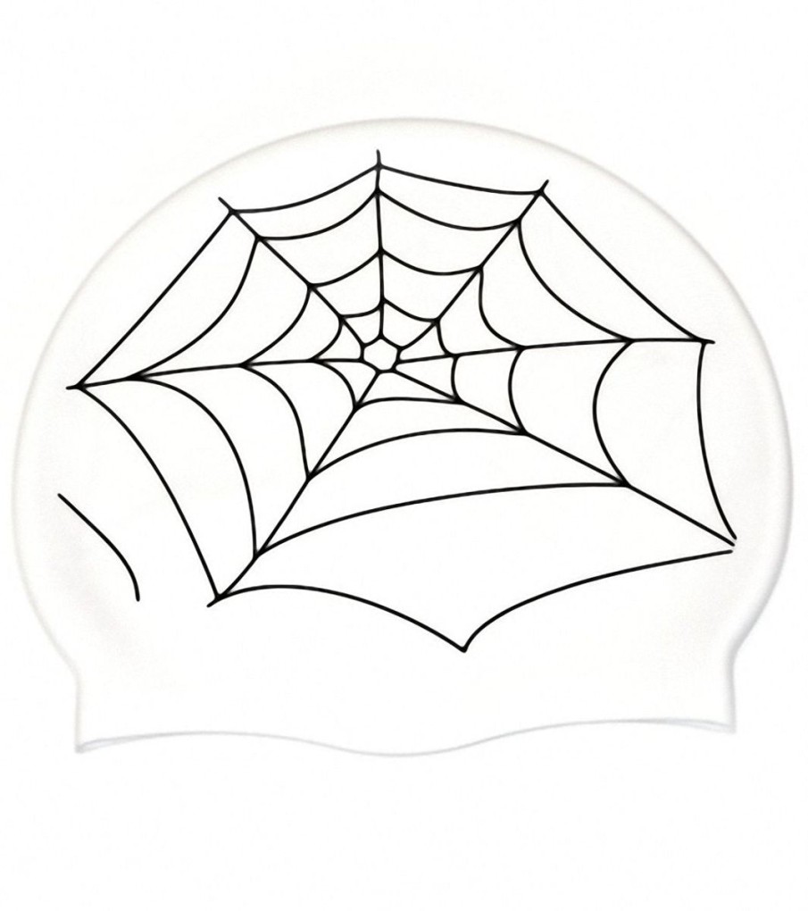 Swim Equipment Bettertimes | Spiderweb Solid Latex Swim Cap White