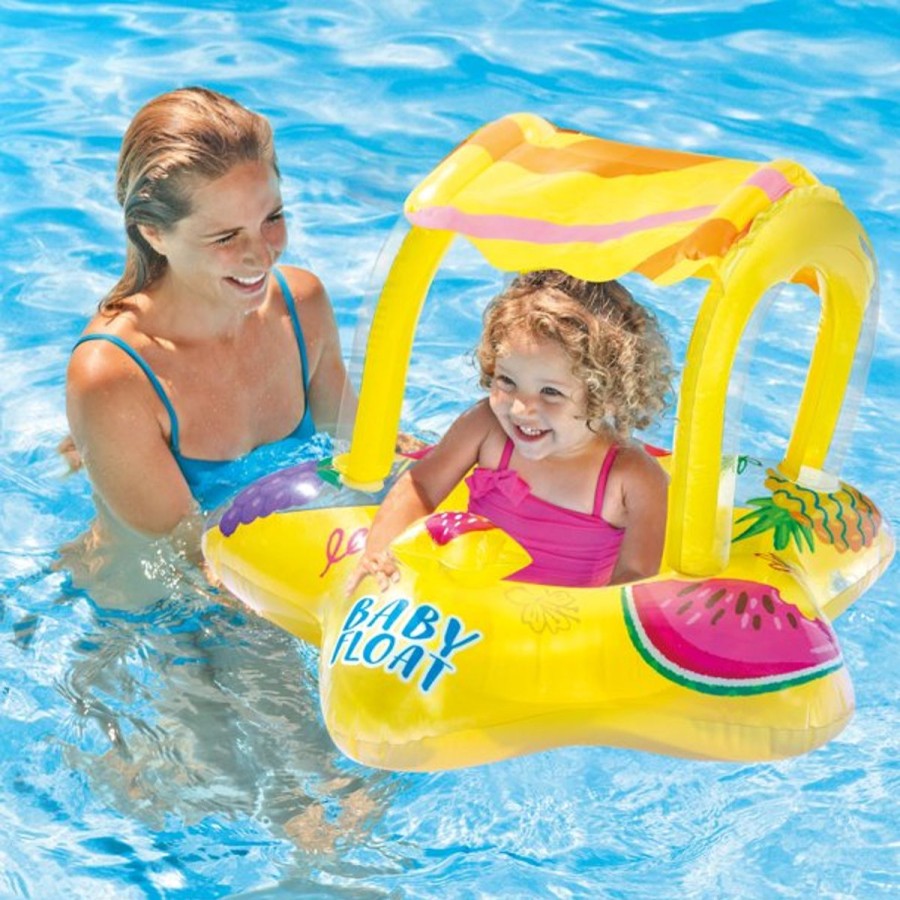 Kids The Beach Company Swim Rings & Seats | Starfish Canopy Inflatable Baby Float Yellow