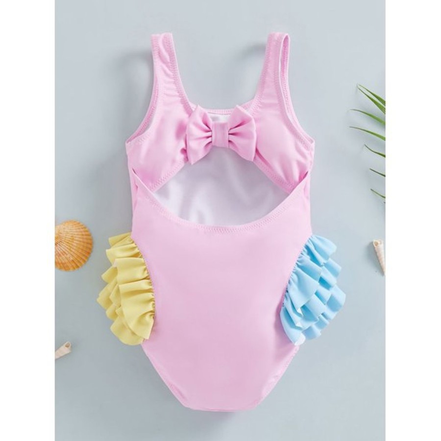 Kids The Beach Company Swimsuits For Toddlers | Sea Horse Print Ruffle Swimsuit Baby Pink