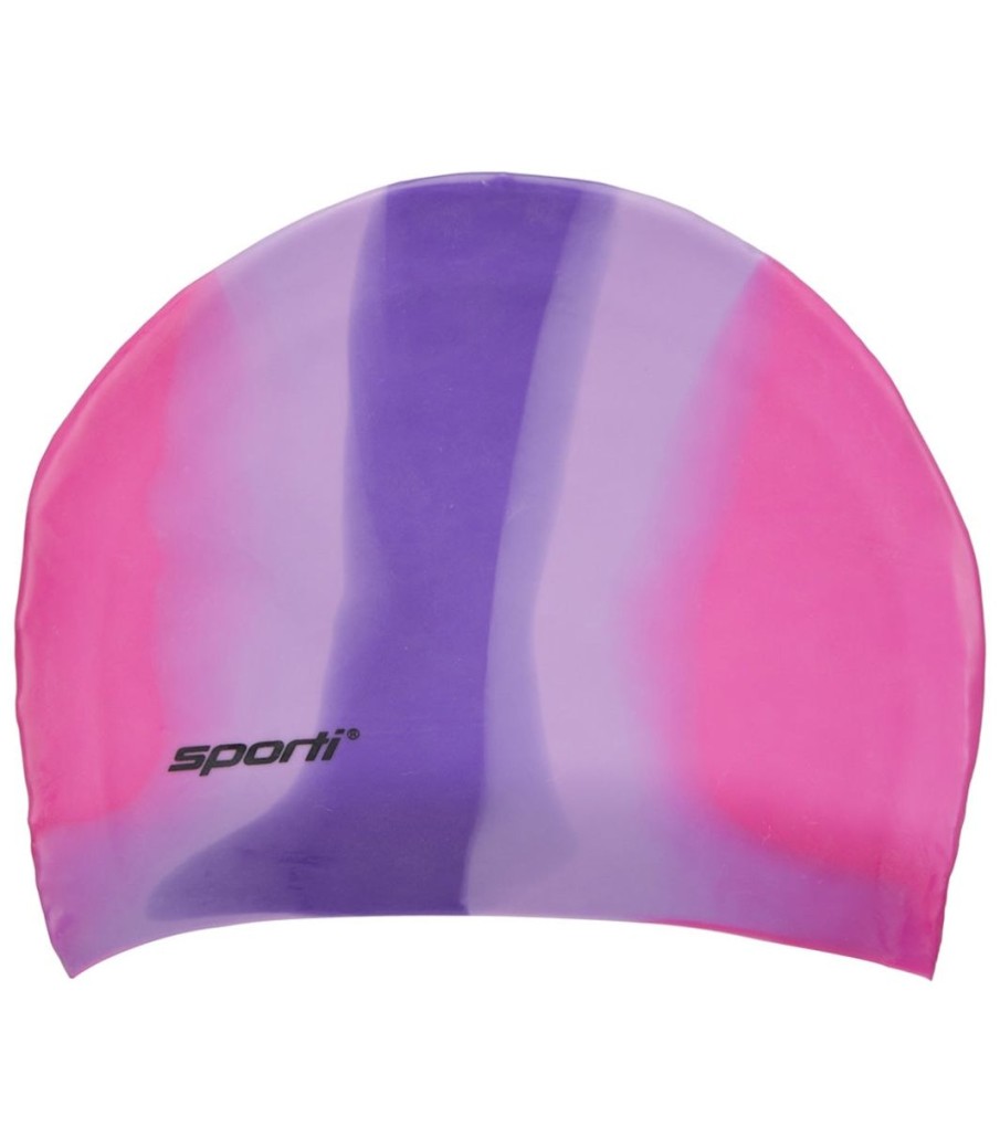 Swim Equipment Sporti | Long Hair Multi Color Silicone Swim Cap Purple/Pink