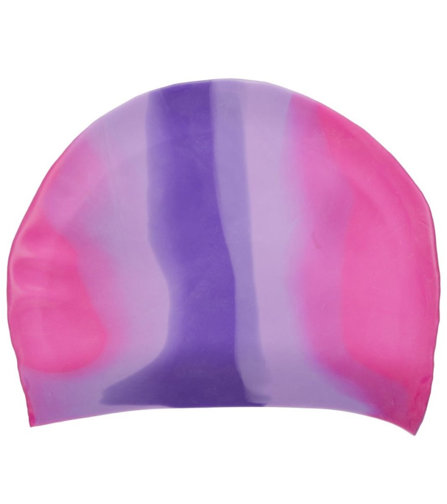 Swim Equipment Sporti | Long Hair Multi Color Silicone Swim Cap Purple/Pink