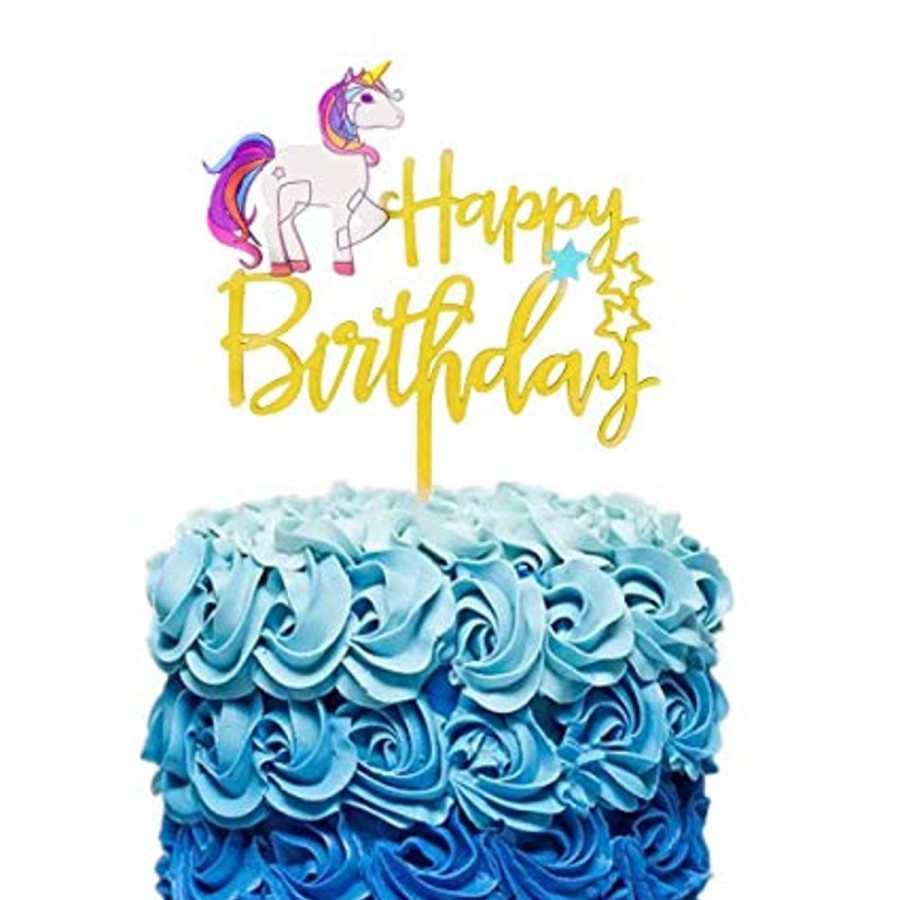 Pool Fun The Beach Company | Unicorn Happy Birthday Acrylic Cake Decor/Topper