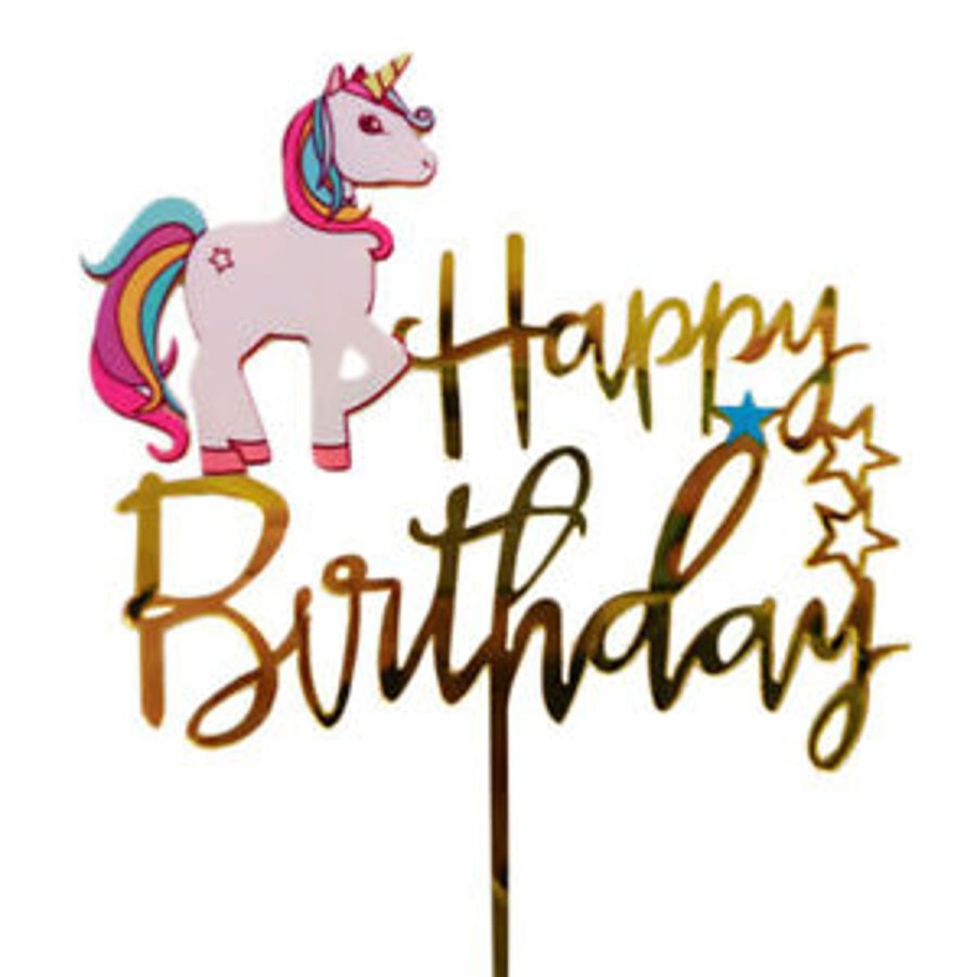 Pool Fun The Beach Company | Unicorn Happy Birthday Acrylic Cake Decor/Topper