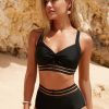 Women The Beach Company Bikini Sets | Mesh Stripe Bikini Set