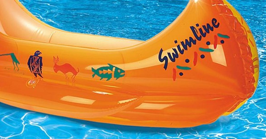 Kids Swimline Pool Floats & Games | Inflatable Kiddy Canoe Orange