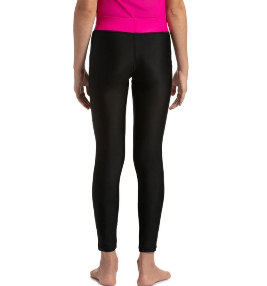 Kids Speedo Swimsuits For Girls | Speedo Active Contrast Swim Legging - Jr Black/Electric Pink