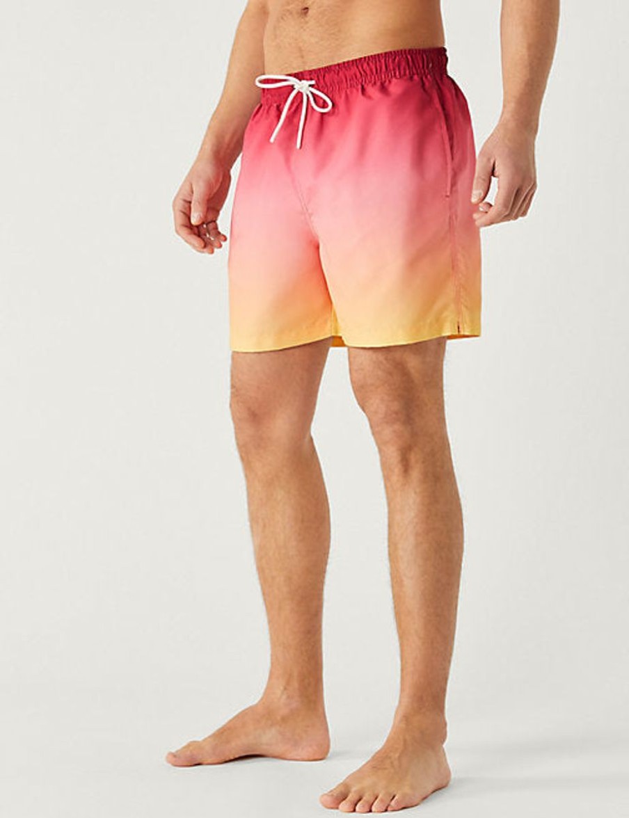 Men Marks & Spencer Swimwear And Board Shorts | Quick Dry Ombre Swim Shorts Orange Mix