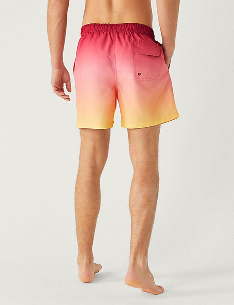 Men Marks & Spencer Swimwear And Board Shorts | Quick Dry Ombre Swim Shorts Orange Mix