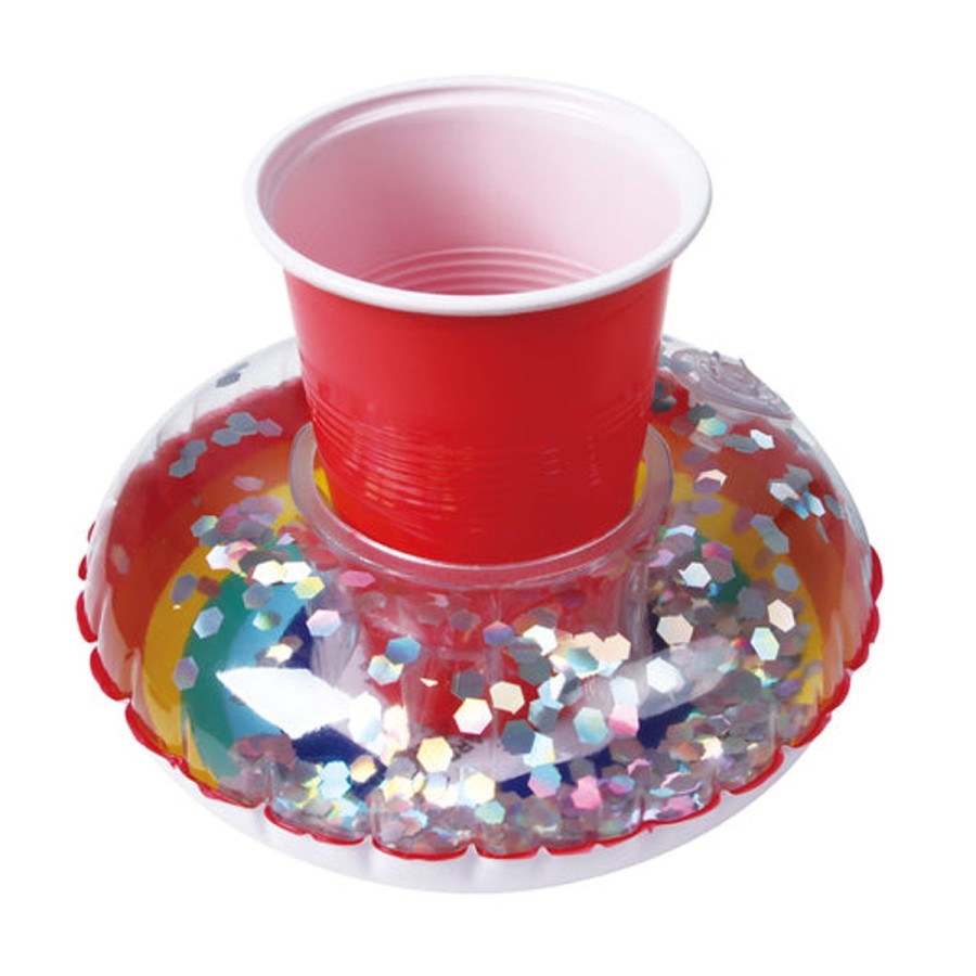 Pool Fun HIGHFIVE | Rainbow Glitter Inflatable Drink Holder (Pack Of 2)