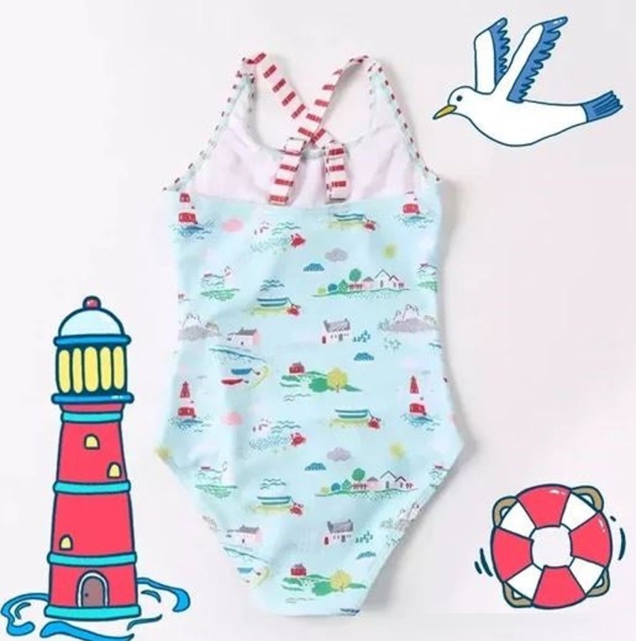 Kids The Beach Company Swimsuits For Girls | Country & Blue Print Cross Back Swimsuit