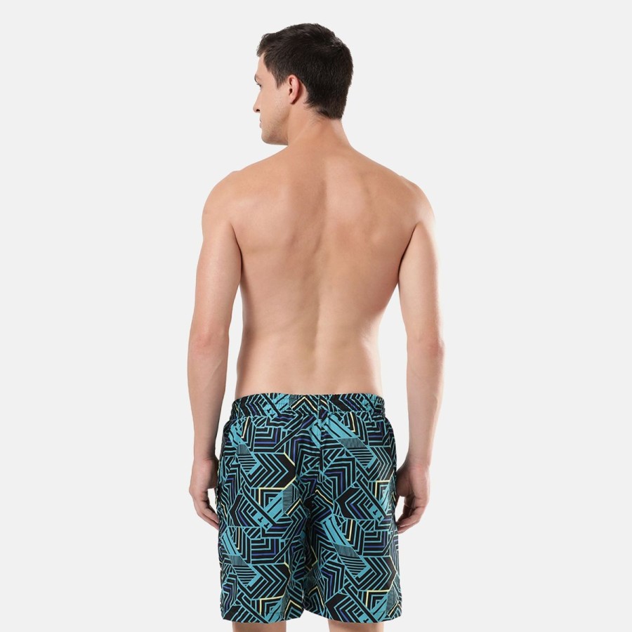 Men Speedo Swimwear And Board Shorts | Essential Sport Allover 18" Swim Shorts Black/Aquarium/Chroma Blue/Spritz