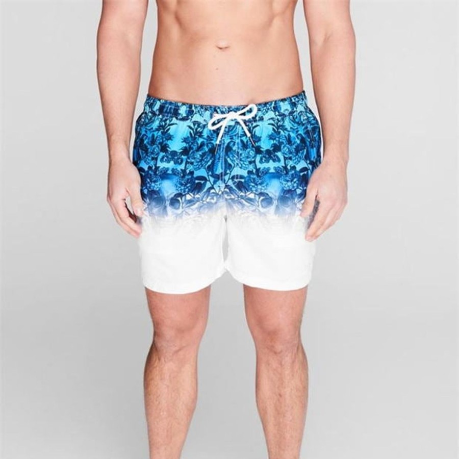 Men Firetrap Swimwear And Board Shorts | Ombre Blue Swim Shorts Blue/White