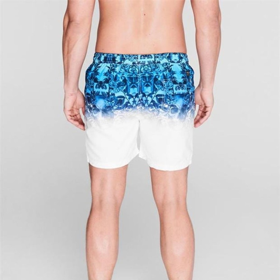 Men Firetrap Swimwear And Board Shorts | Ombre Blue Swim Shorts Blue/White