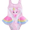 Kids The Beach Company Swimsuits For Girls | Baby Swan Print Ruffle Swimsuit Pink