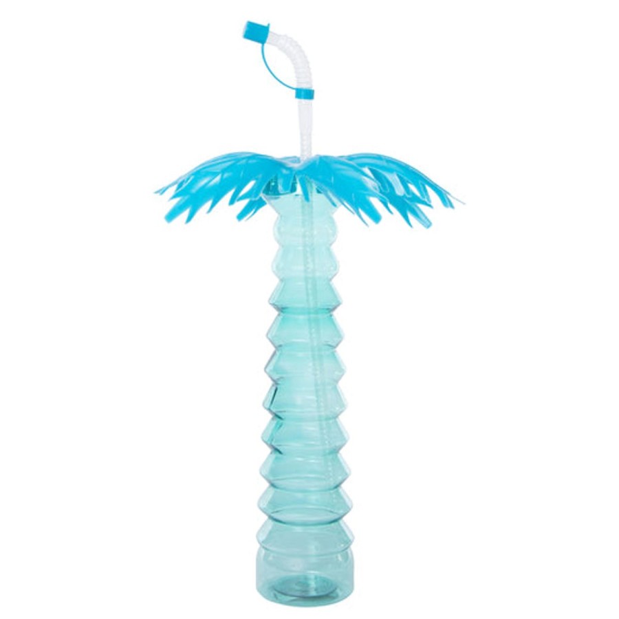 Pool Fun HIGHFIVE | Palm Tree Drink Sipper (Pack Of 2) Blue