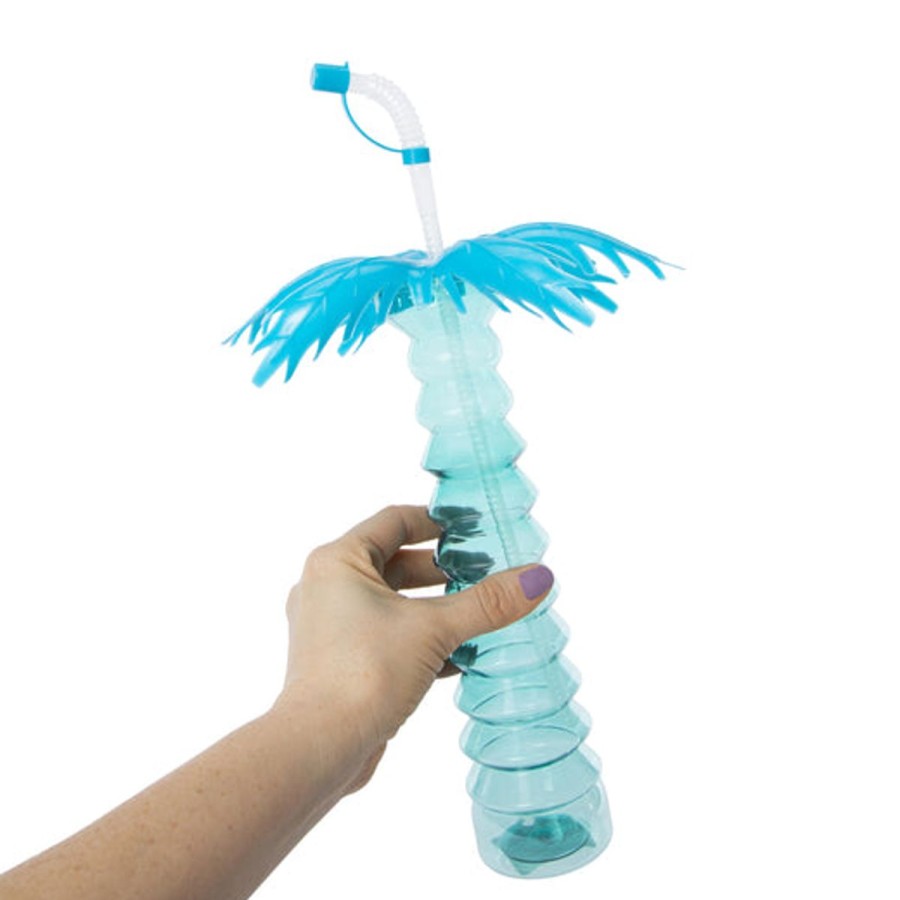 Pool Fun HIGHFIVE | Palm Tree Drink Sipper (Pack Of 2) Blue