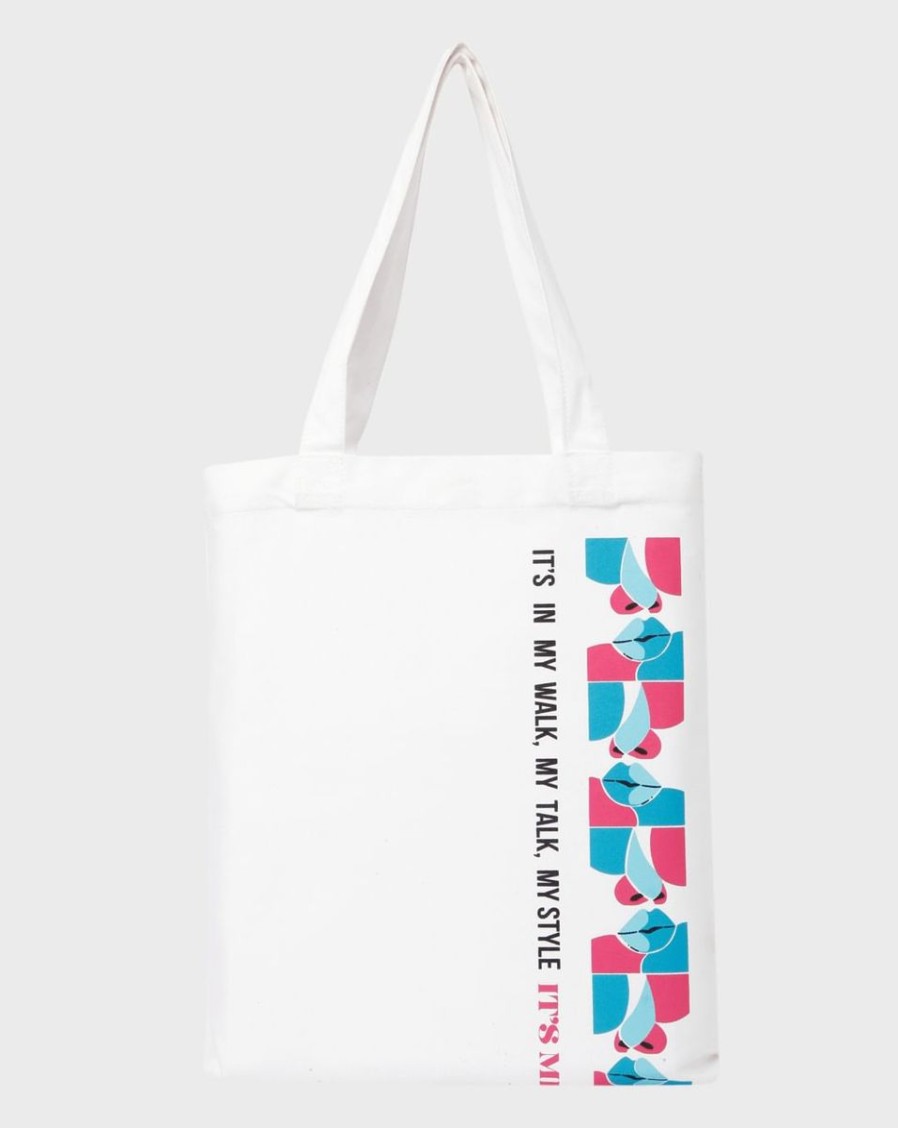 Women Vero Moda Bags & Totes | White Graphic Print Tote Bag Snow White